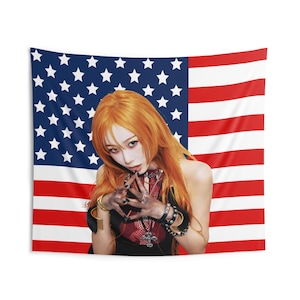 Aespa Giselle Orange Hair American Flag, Aespa Concert Banner, Aespa Kpop Flag, Aespa Dirty Work, Aespa Synk Parallel Line, Aespa Tour 2025