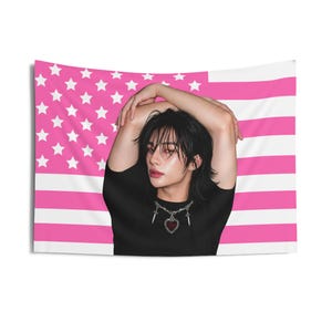 Stray Kids Hyunjin フラッグ タペストリー Hyunjin Pink Flag - Etsy