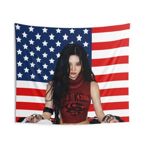 Aespa Ningning Red Sleeveless American Flag, Aespa Concert Banner, Aespa Kpop Flag, Dirty Work, Aespa Synk Parallel Line, Aespa Tour 2025