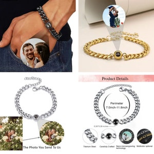 Personalized Photo Projection Bracelet | Custom Photo Bracelet | Gift For Mom | Couple Bracelets | Gift For Couple | Memorial Wedding Gift