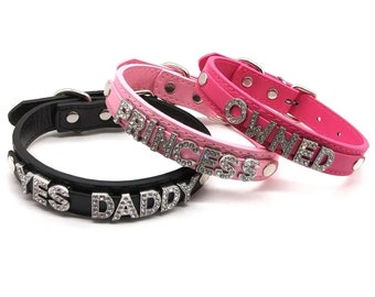 Collar de gargantilla de letras personalizadas / Gargantilla de letras de pedrería / Collar de collar para fiesta / Mujeres Cosplay Daddy's Girl Gargantilla