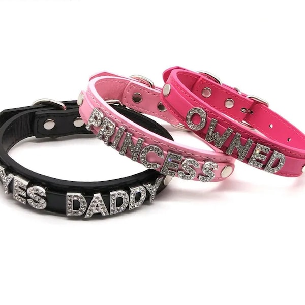 Collar de gargantilla de letras personalizadas / Gargantilla de letras de pedrería / Collar de collar para fiesta / Mujeres Cosplay Daddy's Girl Gargantilla