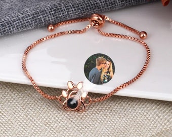 Photo Projection Bracelet | Paw Charm Bracelet | Pet Photo Jewelry | Paw Print Bracelet | Dog Paw  | Pet Memorial Jewelry | Birthday Gift
