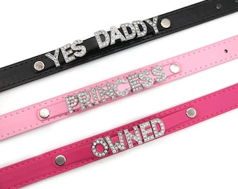 Personalize Rhinestone Sexy Letters Choker Collar, Customized Necklace Jewelry, Christmas Name Cosplay Costume Party Chocker Necklace Gift