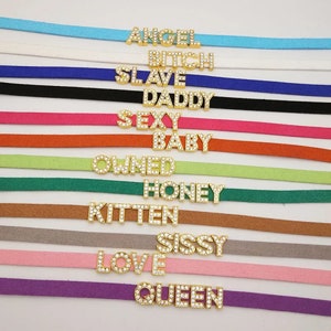 Collar gargantilla con letras doradas personalizadas para esposas calientes / Collar gargantilla personalizado para juego de cosplay para mujeres / Collar gargantilla de fiesta