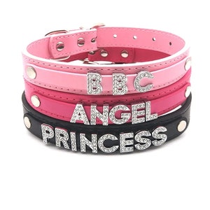 Collar de gargantilla de letras de pedrería personalizado / collar de gargantilla de cuero / hombres mujeres cosplay traje fiesta gargantilla collar