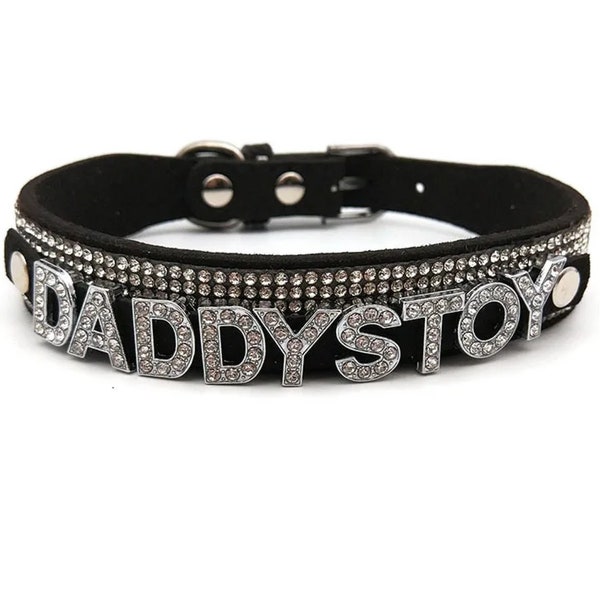 Personalize Letters DADDYS TOY Choker Necklace | Rhinestone Choker Necklace | Women Cosplay Collar Jewelry |  Party Choker | Necklace Gift