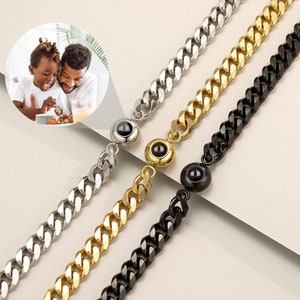 Personalized Stainless Steel Photo Projection Bracelet | Custom Photo Projection Bracelet | Mother&#39;s Father&#39;s Day Gift | Christmas Gift