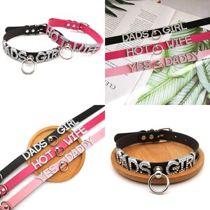 Personalized Letters Leash Hoop Collar Choker Necklace | Cosplay Hook Choker Jewelry Sexy Toys Necklace | Women Cosplay Daddy&#39;s Girl Choker