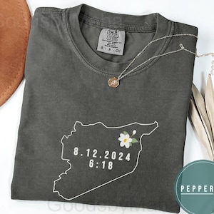 Free Syria Comfort Color® T-Shirt, Freedom Syrian Date Shirt, Country Map Flag Tee, Gift For Arabic, Cute Jasmine Tshirt, Aleppo Damas Tee