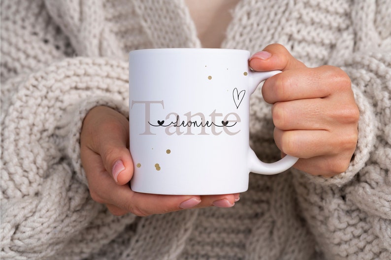 Personalisierte Tasse als einzigartiges Geschenk für die Schwester / Tante zum Geburtstag zur Schwangerschaft verkünden oder einfach mal so Bild 1