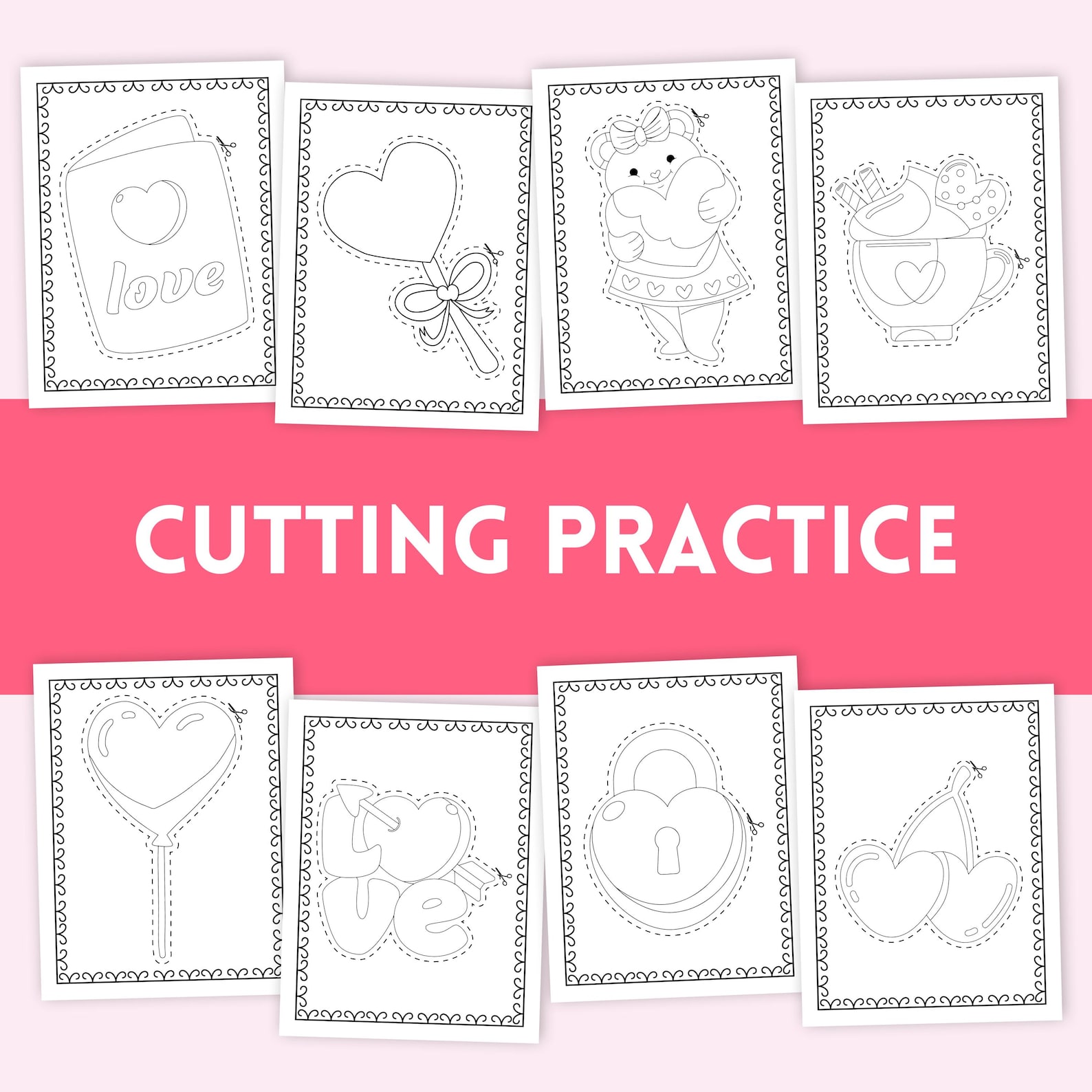 Valentine's Day Kids Activity 50 Page Preschool Worksheets Valentine ...