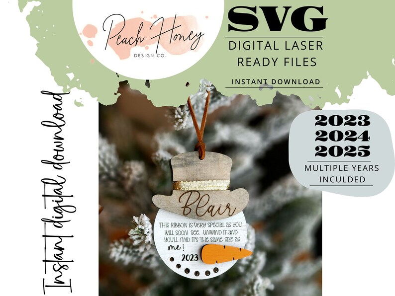 2023 2025 2025 Christmas Tree Ornament, SVG Laser Cut File, Measure Me