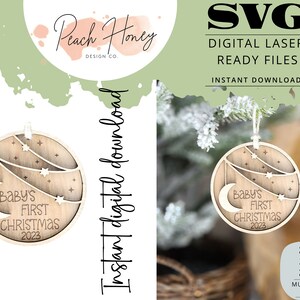 Weihnachtsverzierung, SVG Laser geschnittene Datei, Babys erste, Baby 1st, Baby Mädchen, Baby Boy, 3D, SVG-Datei, personalisiert, anpassen, Name, Enkelkind