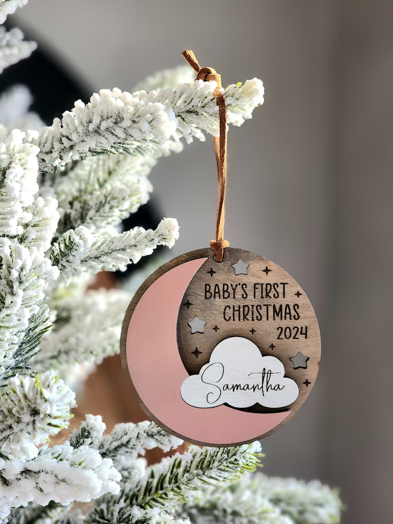 Christmas Ornament, SVG Laser Cut File, Baby's First, Baby 1st, Baby