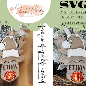 SVG Laser Cut File, Santa&#39;s Reindeer, Reindeer Food, Candy Ornament, Candy Holder, Chocolate, Stocking Stuffer, Classmates Gifts, Treat Bags