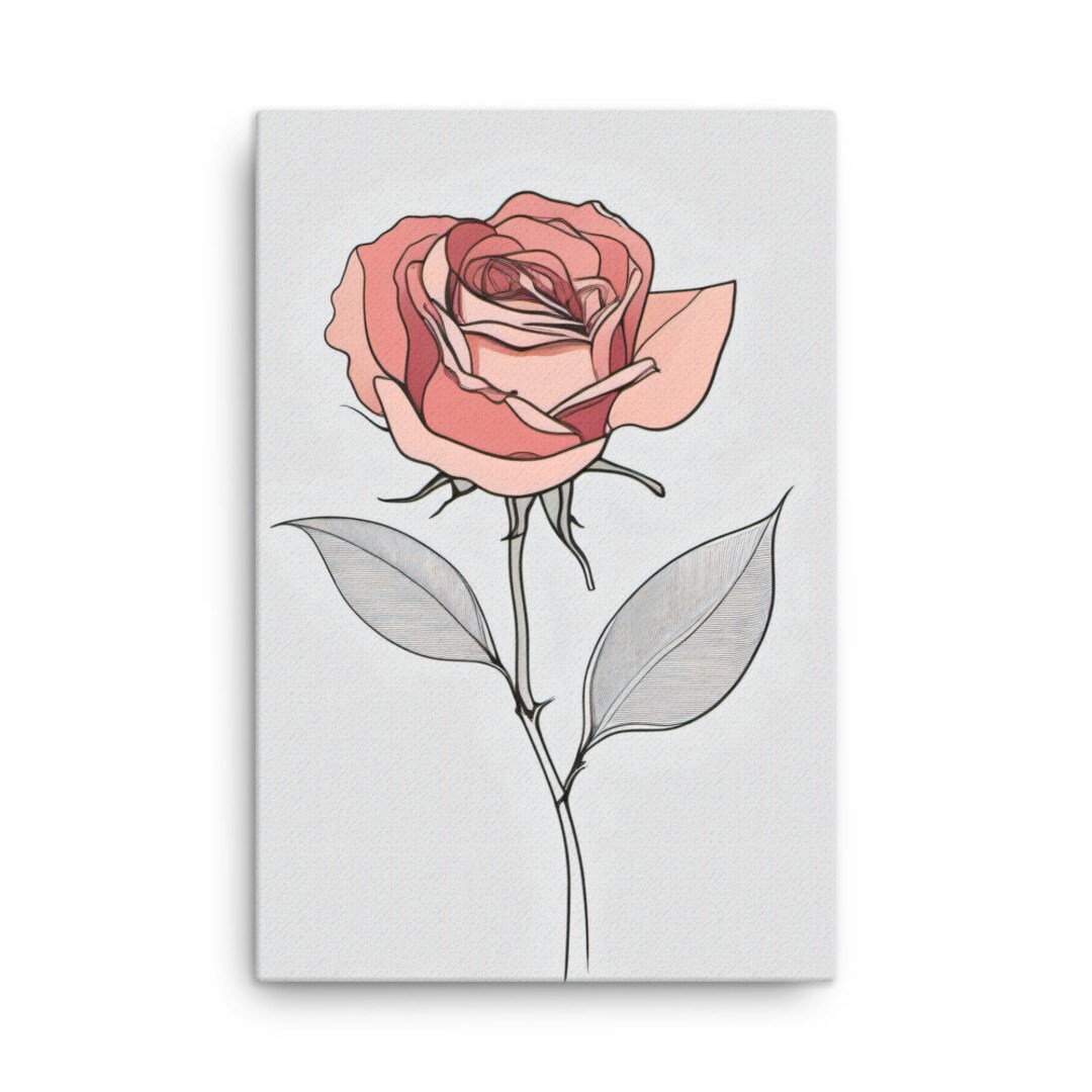 Red and Pink Rose Wall Art Bedroom Office Modern Line Art Gift for ...