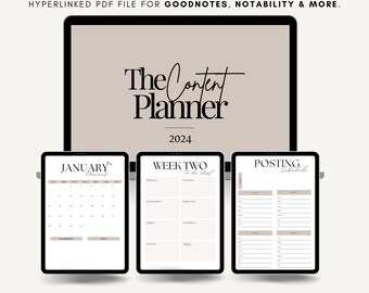 Premium Dated 2024 Content Creator Planner | Hyperlinked | GoodNotes, Notability, iPad | Daily, Weekly & Monthly Planner, Digital Planning
