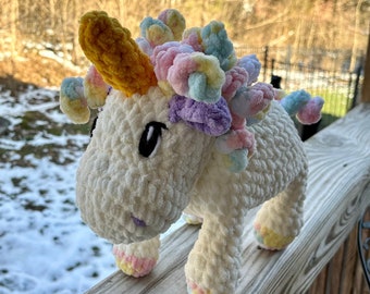 Crochet Unicorn | Crochet Unicorn Plush Toy | Rainbow Hair Unicorn Plushie