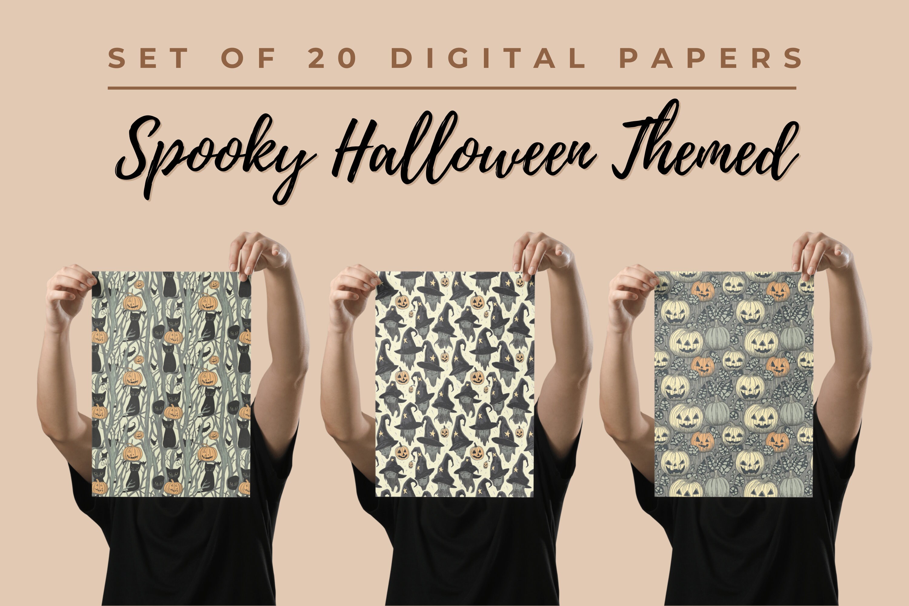 20 Spooky Halloween Seamless Patterns: Digital Scrapbook Paper (instant ...