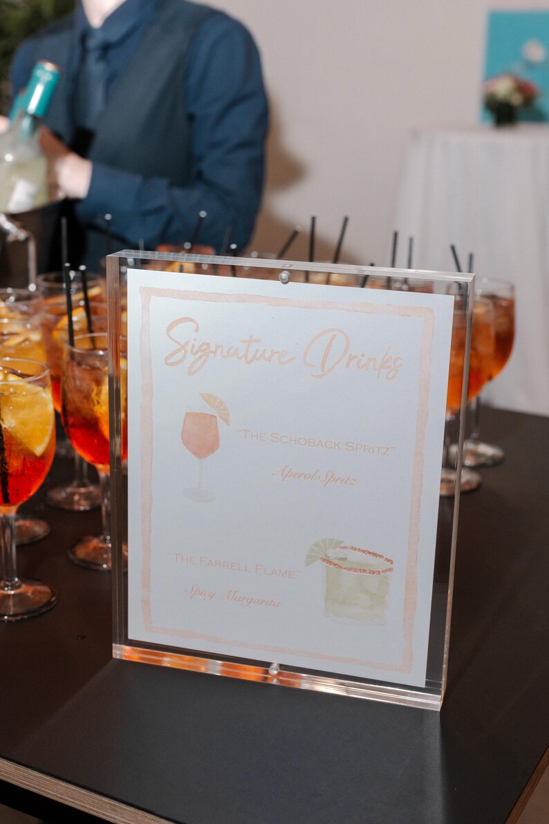 Watercolor Signature Drinks Sign - Etsy