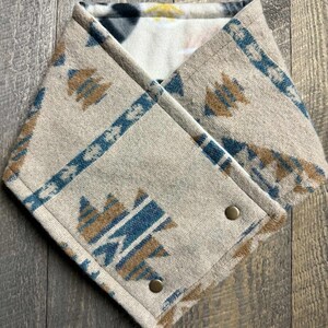Wool Southwest Cowl. Raccoon print fleece. Cowboy cowl. Western Cowgirl cowl. Southwestern Scarf. Neck Gaiter. Wild Rags. Winter. Neutral.