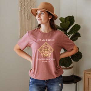 Let Your Light Shine Before Others Christian Shirt Boho Jesus T-Shirt Christ Shirt Jesus Apparel Bible Verse Shirts 100% PreShrunk Men/Women