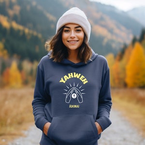 Yahweh Adonai God My Lord Sweater Christian Hoodie Boho Jesus Hoodie Christian Apparel Bible Verse Hooded Sweater Pre-Shrunk Men/Women