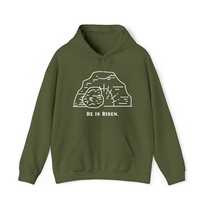 He is Risen Christian Hoodie Boho Jesus Christian Hoodie Apparel Bible Verse Hooded Sweater Pre-Shrunk Men/Women Hoodies