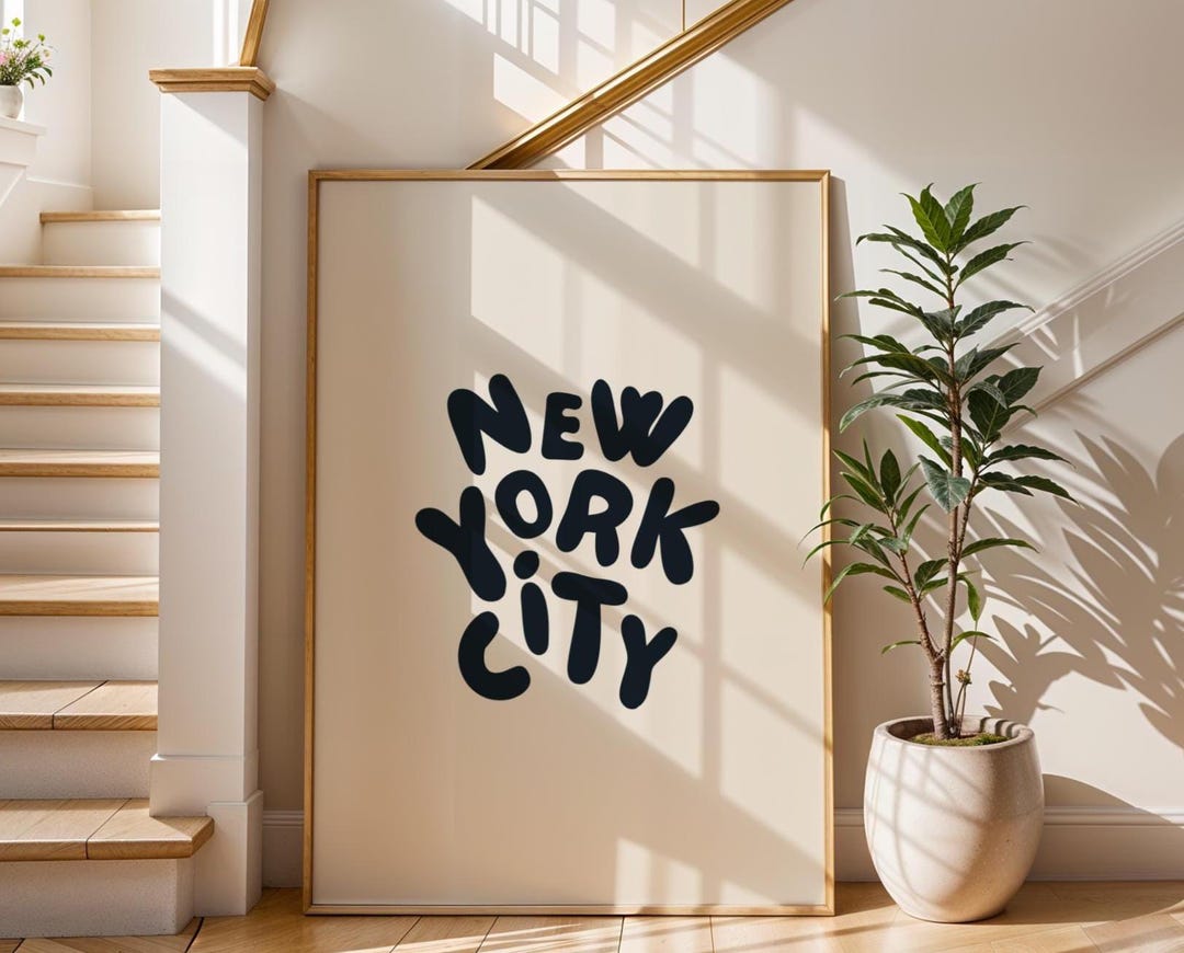 New York City Black & White Print | Retro NYC Typography Wall Art ...