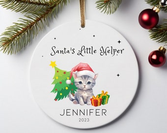 Santa's Little Helper 2023 | Cat | Keepsake | Christmas Gift | Christmas Personalized Ornament 267