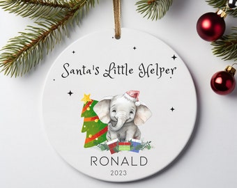 Santa's Little Helper 2023 | Elephant | Keepsake | Christmas Gift | Christmas Personalized Ornament 256