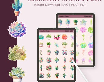 400+ Succulent Stickers Bundle | Printable & Digital Stickers | PNG SVG PDF | Bright Botanical Clipart | Planner, Cricut, Journals