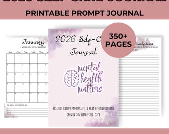 Printable 2026 Self-Care Journal | 365 Healing Prompts for Growth, Reflection, Mindfulness & Emotional Wellness