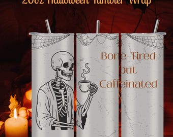 Skeletal Brew Crew 20oz Tumbler Wrap | Halloween Coffee PNG (Digital Download)