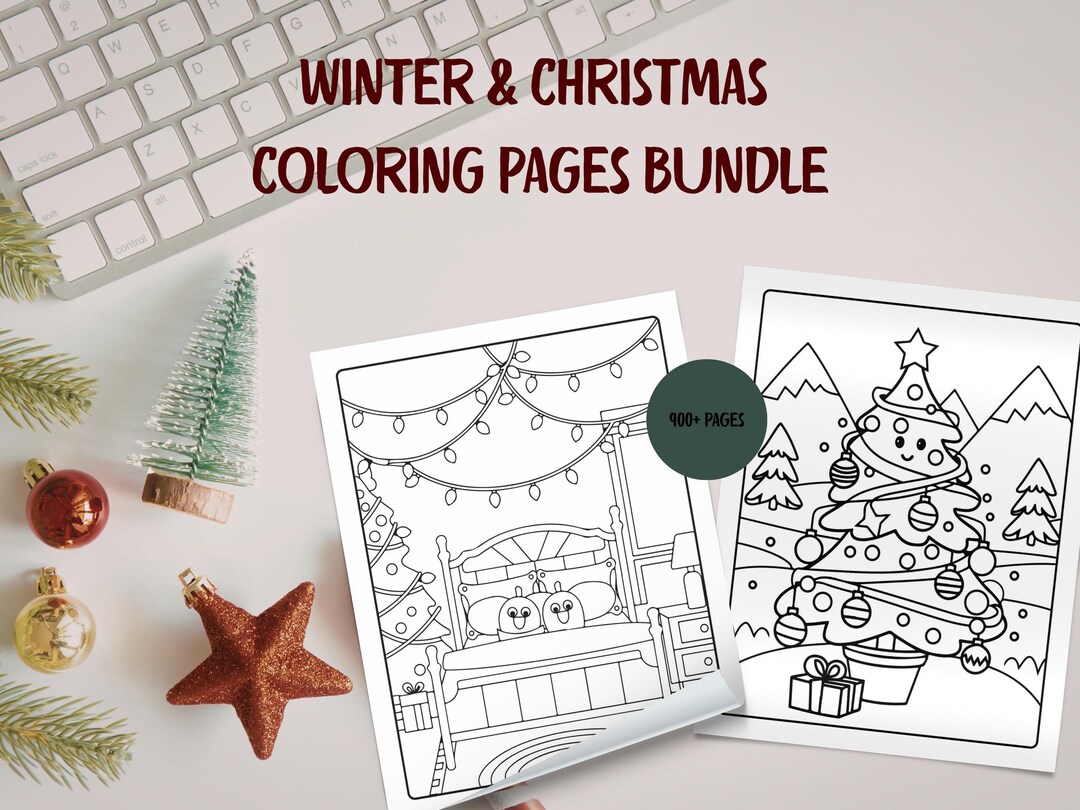 Winter Christmas Coloring Pages Bundle | 900+ Festive Designs (PDF) - Etsy