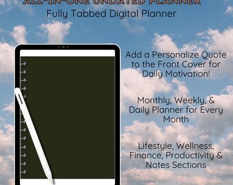 Ultimate Digital Undated All-in-one Planner | 80+ Pages for Organization, Wellness & Productivity
