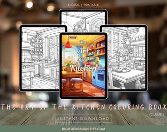 Målarbok för kök: Vintage- och moderna designer (utskrivbar PDF vol. 2)