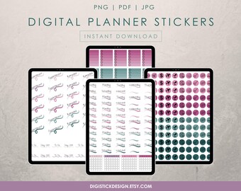 Paket med suckulenta planeringsdekaler: 1700+ rosa och gröna digitala klistermärken (PDF-, PNG-, SVG-filer)