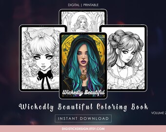 Målarbok för gotiska kvinnor – Mörk feminin konst, häxor och odöda (PDF)