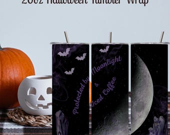 Witchy 20oz Tumbler Wrap PNG | Gothic Moon Phases Design (Digital Download)