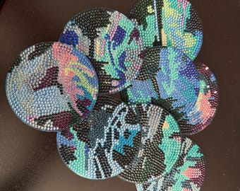Northern Lights Coaster Set | 5D Diamond Painting, Handmade Home Decor