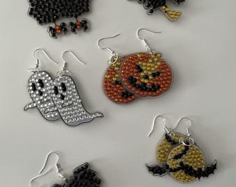 Halloween Diamond Art Earring | Handmade Sparkly 5D Spooky Earrings | Fun Halloween Jewelry Gift