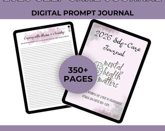 2026 Self-Care Journal | Digital A5 Wellness Journal with 365 Guided Prompts & Theme Tabs