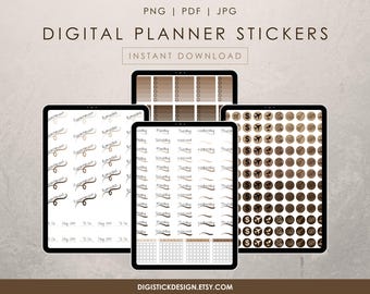 Digitala planeringsetiketter med krämigt kaffe: 1700+ PDF-, PNG- och SVG-filer