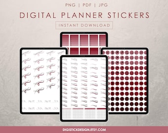 1700+ digitala planeringsklistermärken | Crimson Voodoo Palette | PDF, PNG, SVG | Utskrivbara och Cricut-vänliga