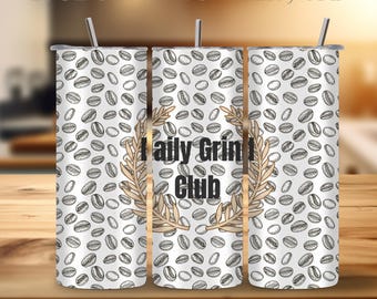 Daily Grind Club Tumbler Wrap | Minimalist Coffee Design (Digital Download)