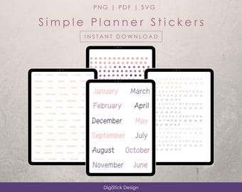 Minimalist Planner Stickers | Bullet Journal & Agenda (Digital Download)