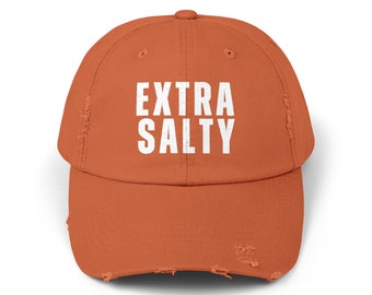 Extra Salty Unisex Distressed Cap, Ballcap, Dad Hat, Baseball Cap, Summer Hat, Beach Hat