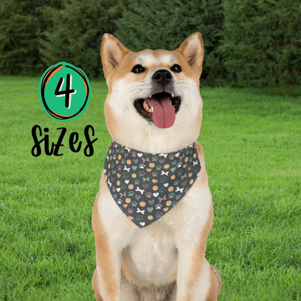 Dog Bone Pattern Pet Bandana Collar, Cute Dog Bandana, Drool Rag, Collar Bandana Combo, Pet Gift